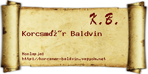 Korcsmár Baldvin névjegykártya